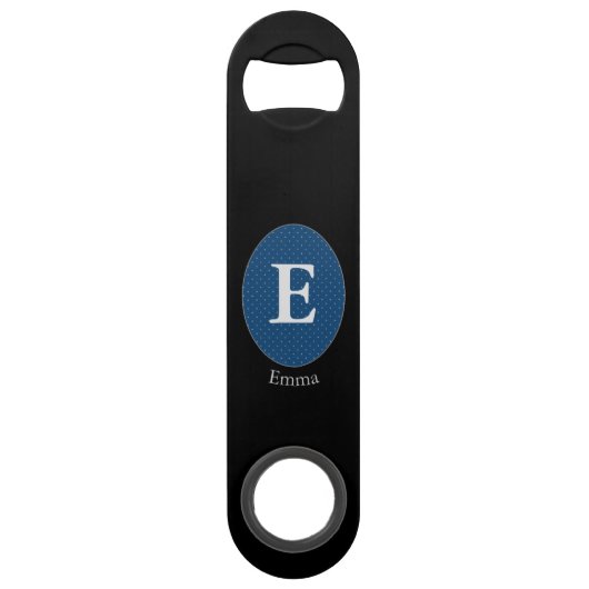 Elegant Blue Personalized Monogram Speed Flessenopener (Voorkant)