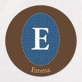 Elegant Blue Personalized Monogram Square Sticker (Design 2)