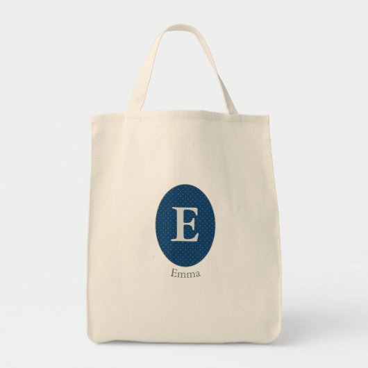Elegant Blue Personalized Monogram Tote Bag (Voorkant)
