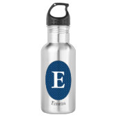 Elegant Blue Personalized Monogram Waterfles (Voorkant)