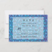 Elegant Blue Pink Abstracte Waterverf Wedding RSVP Kaartje (Voorkant)