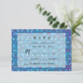 Elegant Blue Pink Abstracte Waterverf Wedding RSVP Kaartje (Staand voorkant)