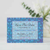 Elegant Blue Pink Abstracte Waterverf Wedding Save The Date (Staand voorkant)