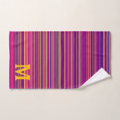 Elegant blue pink and yellow stripes monogram bad handdoek (Handdoek)