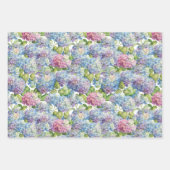 Elegant Blue Pink Hydrangea Floral Pattern Inpakpapier Vel (Voorkant 2)