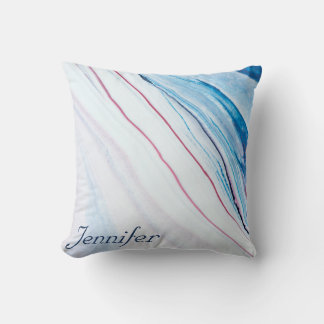 Elegant BLUE PINK PAARSE FAUX MARBLE PERSONALIZED Kussen