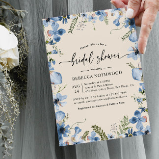 Elegant Blue Preferred Florals Beige Vrijgezellenf Kaart