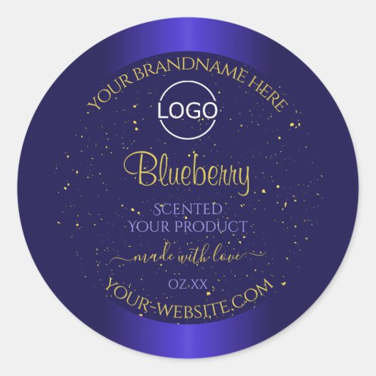 Elegant Blue Product Labels Soft Gold Glitter Logo (Voorkant)
