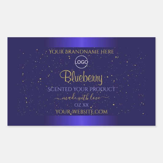 Elegant Blue Product Labels Soft Gold Glitter Logo (Voorkant)