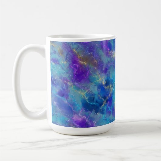 Elegant Blue, Purple and Gold Marble Pattern  Koffiemok (Links)