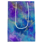 Elegant Blue, Purple, and Gold Marble Pattern Medium Cadeauzakje (Achterkant)