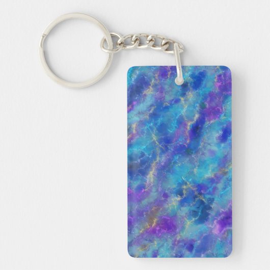 Elegant Blue, Purple, and Gold Marble Pattern Sleutelhanger (Voorkant)
