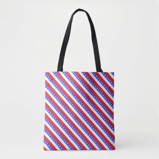 Elegant Blue Red White Diagonal Stripes Draagtas (Voorkant)
