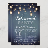 Elégant Blue Retraite Party Invitation (Devant / Derrière)