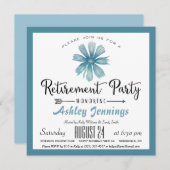 Elégant Blue Retraite Party Invitation (Devant / Derrière)