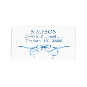 Elegant Blue Ribbon Return Address Label