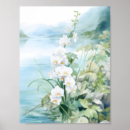 Elegant Blue River Orchid Waterverf Boeket Poster