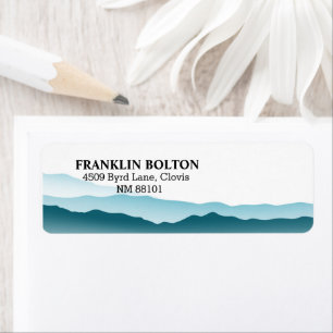 Elegant Blue Rolling Mountains Return Address Etiket