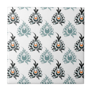 Elegant Blue Roos Floral Pattern Tegeltje