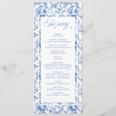 Elegant Blue Roses French Toile Wedding Program Programma (Achterkant)