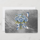 Elegant Blue Roses Silver Rehearsal Dinner Kaart (Achterkant)