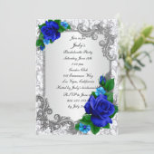 Elegant Blue Rozen Wedding Bachelorette Party Kaart (Staand voorkant)