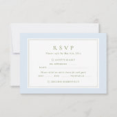 Elegant Blue & Sage  Wedding RSVP Card (Devant)