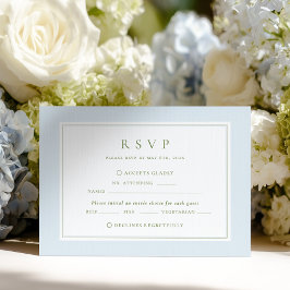 Elegant Blue & Sage  Wedding RSVP Card Kaartje