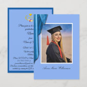 Elegant Blue Satin Grad Party Invite Enclosure (Voorkant / Achterkant)