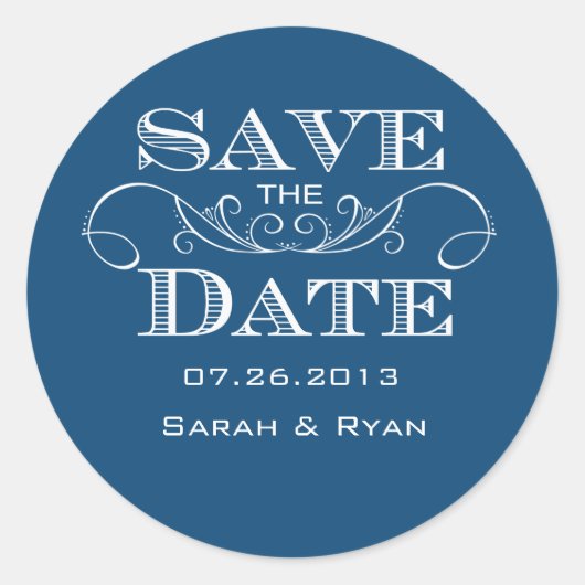 Elegant Blue Save the Date Sticker (Voorkant)