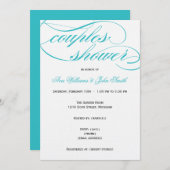 Elegant Blue Script Couples Shower Invitation Kaart (Voorkant / Achterkant)