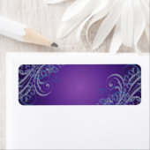 Elegant Blue Scroll Paars Blank Address Label (Insitu)