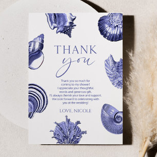 Elegant Blue Seashell Vrijgezellenfeest Bedankkaart