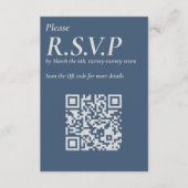 Elegant Blue Serif grote QR Code RSVP Informatiekaartje (Voorkant)