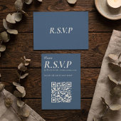 Elegant Blue Serif grote QR Code RSVP Informatiekaartje