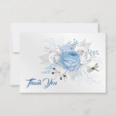 Elegant Blue Silver Dragonfly Floral Bedankkaart (Voorkant)