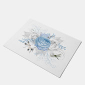Elegant Blue Silver Dragonfly Floral Deurmat (Schuin)