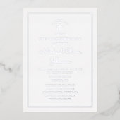 Elegant Blue Silver Foil Script First Community Folie Uitnodiging (Voorkant)