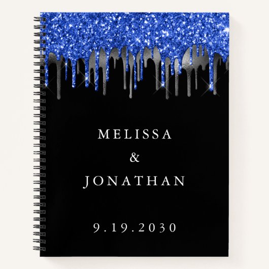 Elegant Blue Silver Glitter-drift Weddenschap Notitieboek (Voorkant)