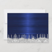 Elegant Blue Silver Glitter Drip Birthday Bedankkaart (Achterkant)