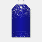 Elegant Blue Silver Glitter Merry Kerstmis Cadeaulabel (Achterkant)