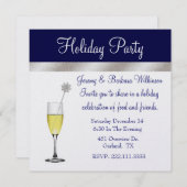 Elégant Blue & Silver Holiday Party Invitation (Devant / Derrière)