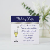 Elégant Blue & Silver Holiday Party Invitation (Debout devant)