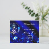 Elegant Blue Silver-kerstparty bewaart de datum Aankondigingskaart (Staand voorkant)