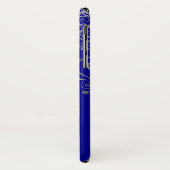 Elegant Blue Silver Swirls Custom Script Case-Mate iPhone Case (Achterkant/links)