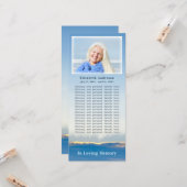 Elégant Blue Sky Rays Carte photo funéraire (Devant/Arrière en situation)