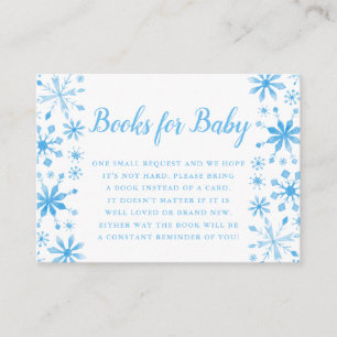 Elegant Blue Snowflake Baby shower brengt boek mee Informatiekaartje