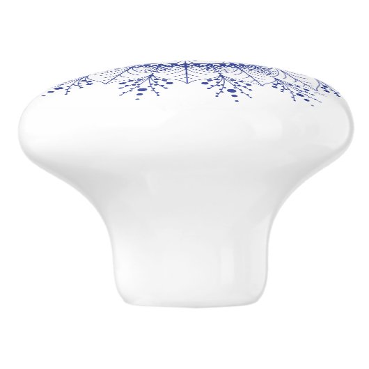 Elegant Blue Snowflake Mandala Ceramic Knob. Keramische Knop (Zijkant)