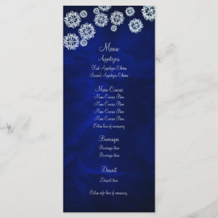 Elégant Blue Snowflake Menu de mariage d'hiver