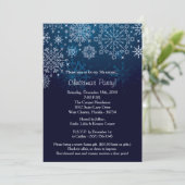 Élégant Blue Snowflake Noël Fête Invitation (Debout devant)